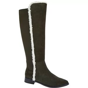 G.I.L.I. Shearling & Suede Tall Shaft Boot- Daveen Hunter Green SZ 10